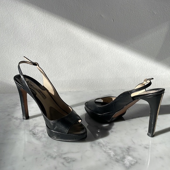 Brian Atwood Peeptoe Sling Back Platform Heel size 39 - Picture 5 of 13